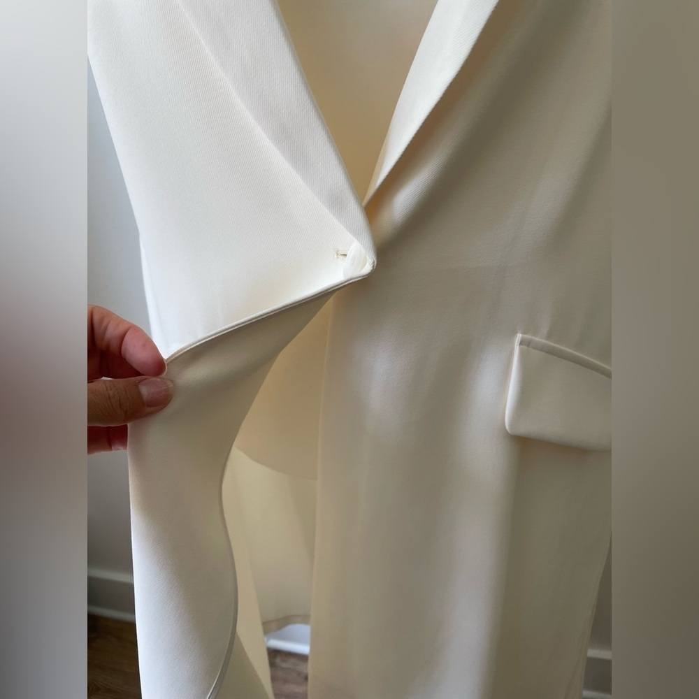 Lattelier Sleeveless White Blazer Duster Vest Size Small Classy Quite Luxury - Picture 4 of 12